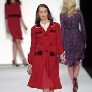 Marc Jacobs Designer Fall 2004 Red Wool Party Coat